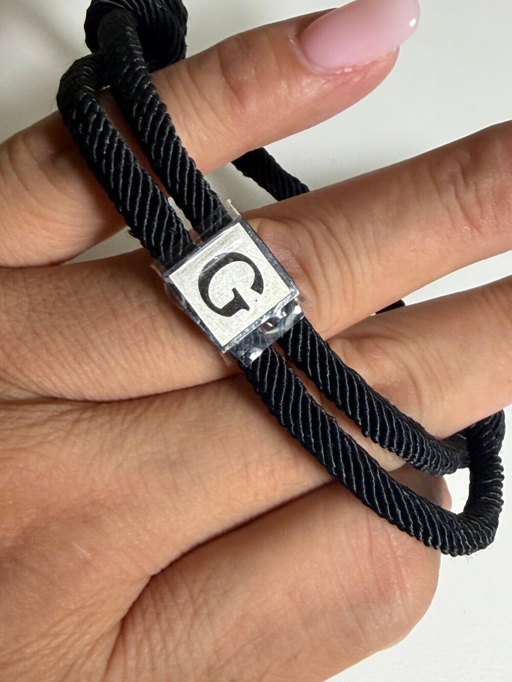Black Rope Bracelet with Silver 'G' Charm